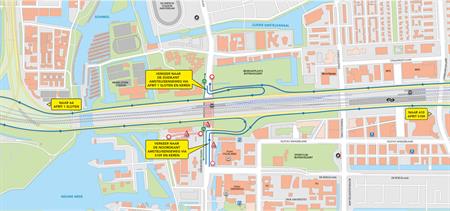 Wegwerkzaamheden rondom rechtbank Amsterdam 11 juli t/m 25 augustus