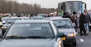 Foto van de blokkade op de A7