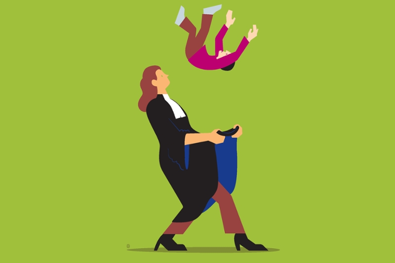 Illustratie: Rechter vangt vallend kind op