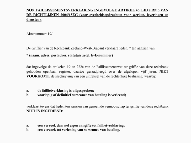 Voorbeeld-akte non-failliet