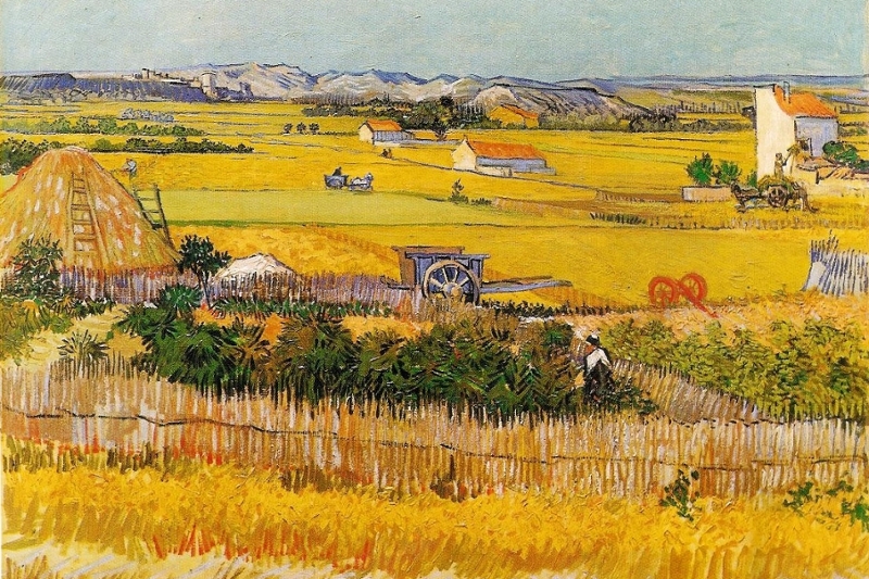 Het schilderij 'de oogst' van Vincent van Gogh