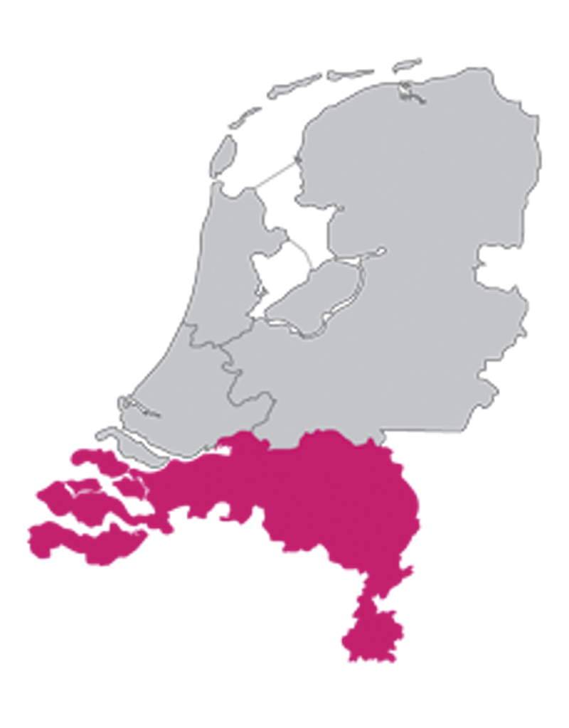 Kaart van Nederland met werkgebied van gerechtshof 's-Hertogenbosch