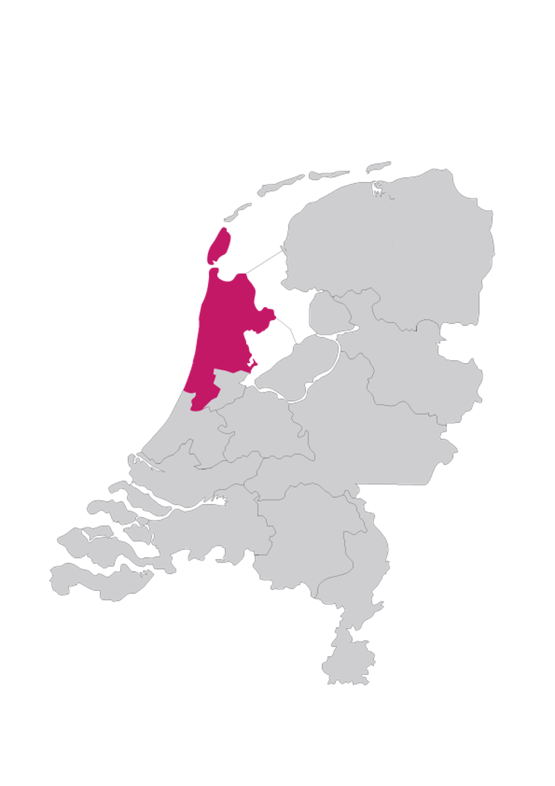Kaart van Nederland met werkgebied van Rechtbank Overijssel